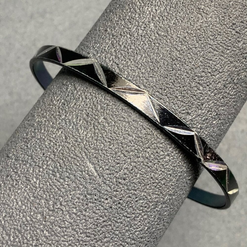 Zigzag Pattern Bangle Bracelet 7 In Black Silver … - image 1